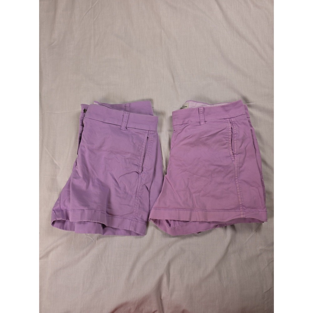 J.CREW Chino Shorts Womens 6 Purple Twill Flat Front Casual Summer Lot 2 Pairs